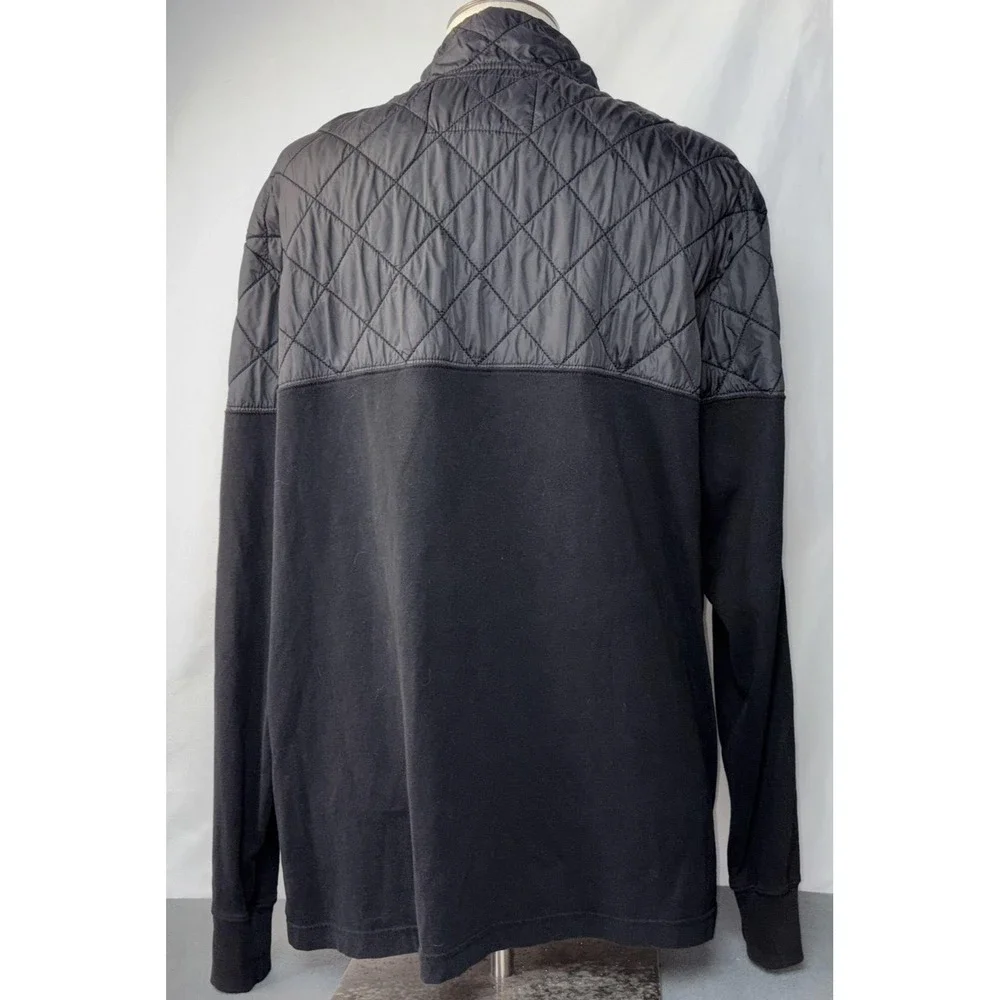 True Religion Sweatshirt Mens 3XL Black Gray Quarter Zip Quilted Yoke Pullover